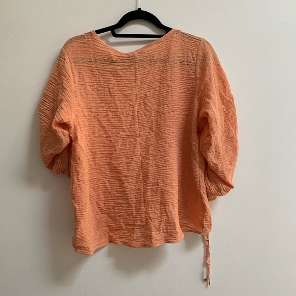 Zara Ruched Long Sleeve V-Neck Blouse L - Picture 3 of 4